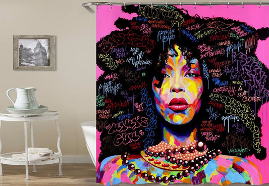 Colorful Boho Chic Lady Shower Curtain