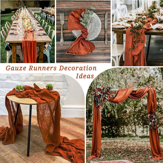 Gauze Table Runner Rustic Boho Beach Table Decoration Cheesecloth